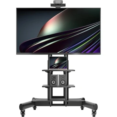 Abbildung von ONKRON TV Ständer rollbar für 40 70 Zoll bis zu 45,5 kg professioneller Fernsehständer höhenverstellbar max 600x400 VESA Fernseher Wagen/mobiler mit Rollen Schwarz TS1552 B