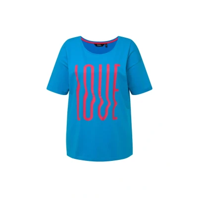 Abbildung von Ulla Popken LOVE Short Sleeve Graphic Tshirt print, Damen, Größe: 54/56, Sapphire blue