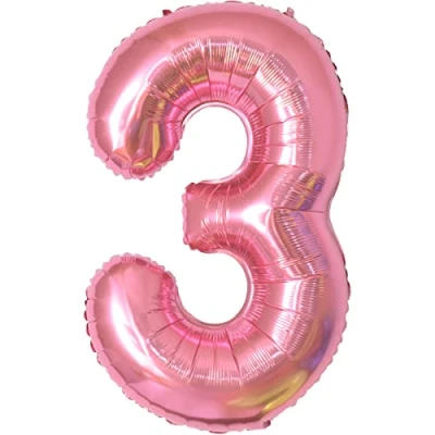 Abbildung von Geburtstag zahlen luftballon 3 jahre Folienballon XXL Rosa Riesen in 40&quot; 101cm Geburtstagsdeko Ballon Zahl Deko zum fliegt mit Helium