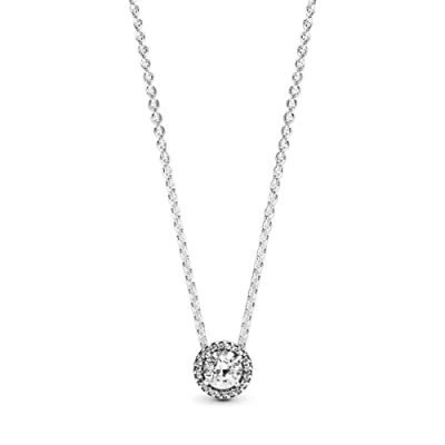 Abbildung von Pandora Round HALO Halskette, Damen, Größe: 45, Sterling silver