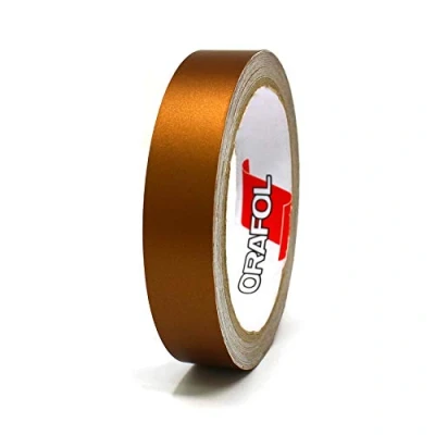 Abbildung von Finest Folia 10 Meter (0,89/Meter) Matt Zierstreifen Auto Motorrad Boot Modellbau Basteln DIY Deko Dekorstreifen Seitenstreifen Klebestreife (Kupfer Matt, 20mm Breite)