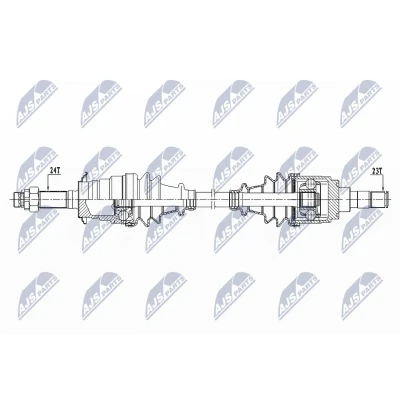 Abbildung von NTY NPW DA 000 Antriebswelle Vorderachse links 539, 56 ohne ABS Sensorring DAIHATSU: Terios I