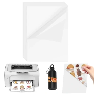 Abbildung von ADERTOS 50 Stk A4 Selbstklebende Folien Bedrucken Klebefolien Druckerpapier Transparent Bedruckbar Vinylfolie Inkjet Vnyl Aufkleber Sticker für Tintenstrahldrucker Laserdrucker