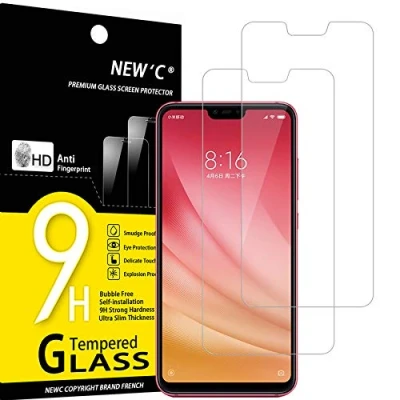 Abbildung von NEW&#039;C 2 Stück, Panzer Schutz Glas für Xiaomi Mi 8 Lite, 8X, Frei von Kratzern, 9H Härte, HD Displayschutzfolie, 0.33mm Ultra klar, Ultrabeständig