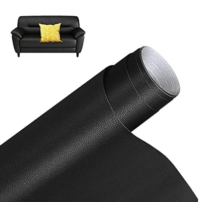 Abbildung von YushengTai Kunstleder Selbstklebende Leder Reparatur Set, Lederflicken Patch 40 x 150cm, für Sofas Autositze Bürostuhl Kopfteil Handtaschen Jacken, Schwarz