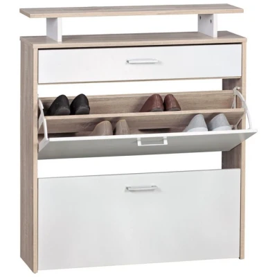 Abbildung von KADIMA Design Schuhschrank Schuhkipper Holz 80x95x24 cm Modern Sonoma Eiche, Schuhregal (Flurschrank Schuhablage Regal) Schmal, Schuhaufbewahrung mit Schublade