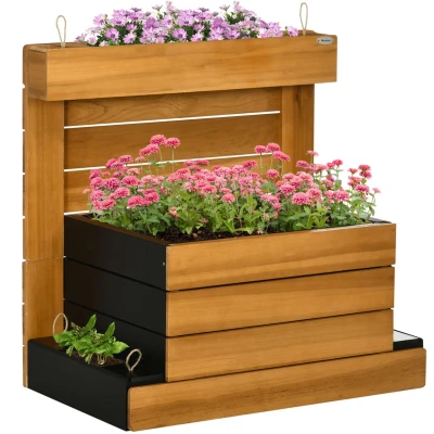 Abbildung von Hochbeet mit 4 Pflanzkästen Blumenkasten Selbstbewässerungssystem