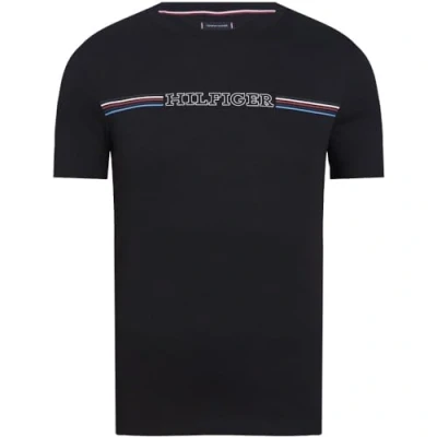 Abbildung von Tommy Hilfiger Stripe Chest TEE Tshirt print, Herren, Größe: XS, Black