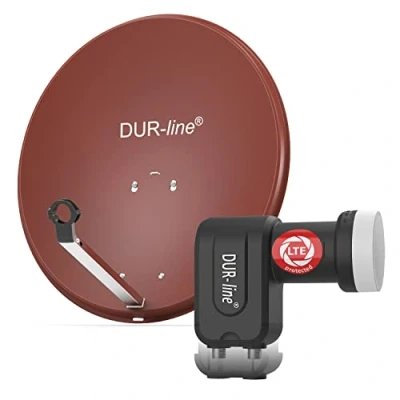 Abbildung von DUR line MDA 60 Rot Digiatale 2 Teilnehmer Satellitenschüssel Komplett Anlage mit +Ultra Twin LNB [Camping, Astra 19,2, DVB S/S2, Full HD, 4K, 3D]