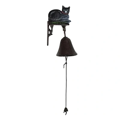 Abbildung von zeitzone Türglocke Schwarze Katze Glocke Gusseisen Rustikal Antik Stil Braun
