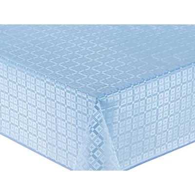 Abbildung von Wachstuch Tischdecke Abwaschbar Eckig geprägt (140x240cm, Blau Grau)
