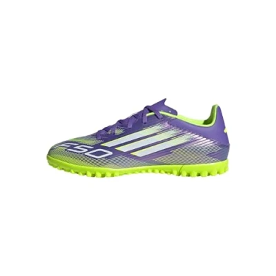Abbildung von adidas Unisex F50 Club Turf Football Boots Fußballschuhe, Purple Rush/Cloud White/Lucid Lemon, 46 EU