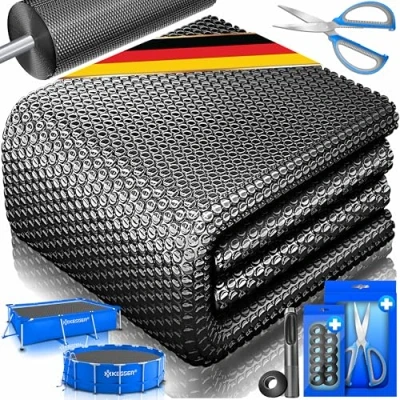 Abbildung von KESSER® Pool Solarabdeckplane Rechteckig 600 x 400cm Solar Folie 120 µm Solarabdeckung Solarplane zuschneidbar Poolheizung Wassererwärmung Wärmeplane Poolsolarplane mit 1x Lochzange &amp; 12x Ösen