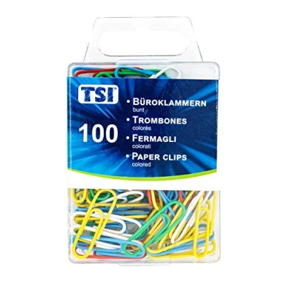 Abbildung von TSI Büroklammern, 26 mm, 100 er Packung, farbig, 48099