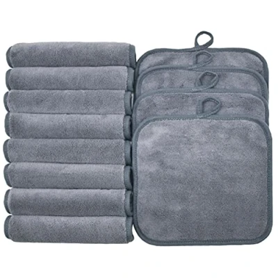 Abbildung von BloomSesame Abschminktuch aus Mikrofaser Wiederverwendbar Gesichtsreinigungstuch Make Up Entferner Tuch Grau（8 x 8inch 12 Stück）