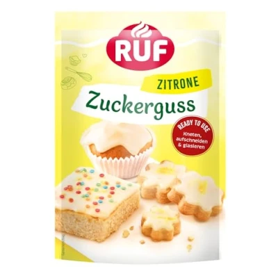 Abbildung von RUF Zuckerguss Zitrone, sofort anwendbar als Glasur für Kuchen und Gebäck, fruchtig frischer Zitronen Geschmack, 1 x 150g