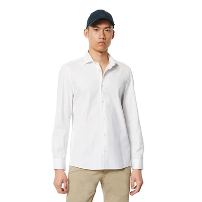Abbildung von Marc O&#039;Polo Spread Collar LONG Sleeve Round HEM Businesshemd, Herren, Größe: Large, White
