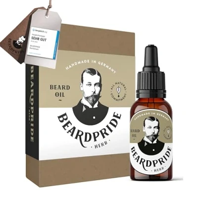 Abbildung von BEARDPRIDE Bartöl Herren Herb Das Original Bart Öl aus dem Barbershop Unser Bartpflege macht den weich 100% naturreine Öle Beard Oil ideale Geschenk für Männer