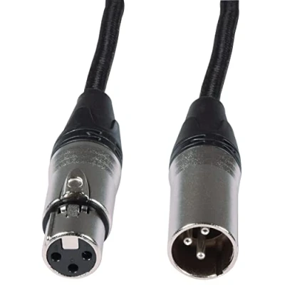 Abbildung von Citronic / Retro Klasse XLR Buchse auf Stecker geflochtenes Mikrofonkabel mit reinem Kupferleiter 1,5 Meter schwarz