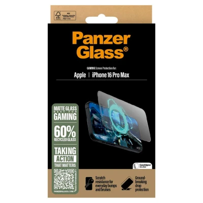 Abbildung von Apple iPhone 16 Pro Max Panzerglas PanzerGlass EyeCare Screenprotector Ultra Wide Fit Screen Protector mit Applikator für das