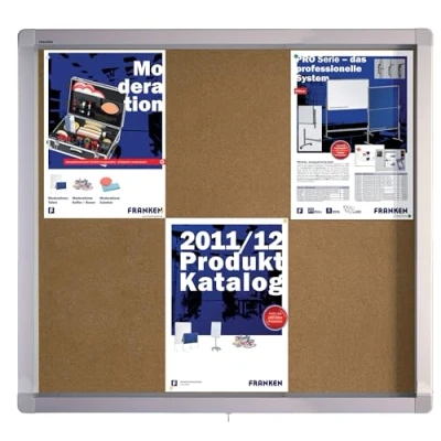Abbildung von FRANKEN Schaukasten ECO für den Außenbereich, Klapptür, 6x A4, 75 x 70,4 4,5 cm, Kork, pinnbar, mit Aluminiumrahmen zur Wandmontage, SK6KE
