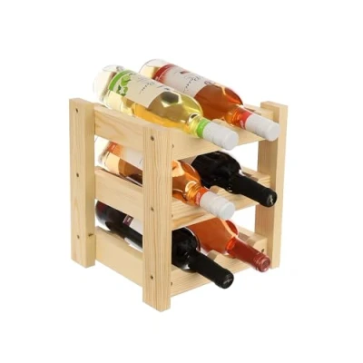 Abbildung von GoodFreshDecor Weinregal Flaschenregal Holz Für 6 Flaschen Holzregal Flaschenhalter Weinflaschenhalter Weinständer Kiefernholz Naturfarbe Stabil 26 x 24 29 cm