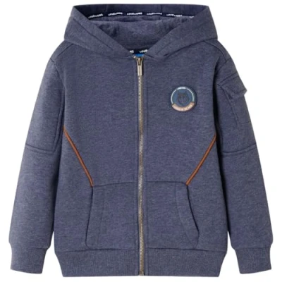 Abbildung von vidaXL Kapuzenpullover Kinder mit Reißverschluss Dunkelblau Melange 104