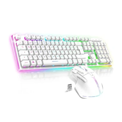 Abbildung von SPIRIT OF GAMER x Ultimate 600 Gaming Tastatur Maus Set Kabellos Weiß Wiederaufladbar RGB Layout QWERTZ Deutsch Keyboard Semi Mechanisch 4800 DPI Wireless Mouse Für PS5, PS4, PC, Xbox