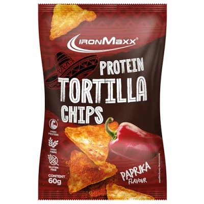 Abbildung von IronMaxx Protein Tortilla Chips Paprika 60g Beutel Knuspriger High Snack aus Soja &amp; Maniok Ballaststoffreich glutenfrei Ideal für bewusste Ernährung unterwegs