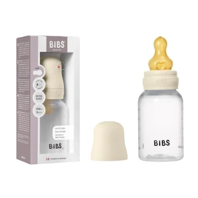 Abbildung von BIBS Babyflasche 150 ml. Sauger aus Naturkautschuk Babyflaschenset. Anti Kolik. BPA freiAnti Langsamem Fluss. leicht und einfach zu reinigen. geeignet für Neugeborene ab 0 Jahren Ivory