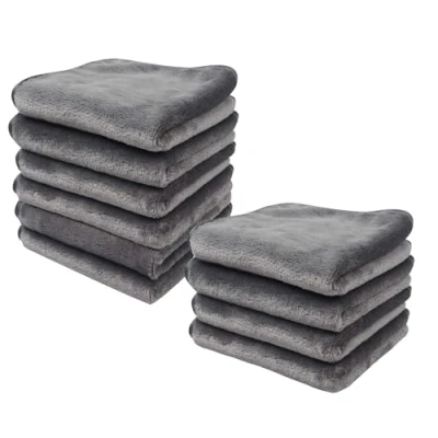 Abbildung von HIDMD Make up Entfernertücher für Gesicht, Augen, Lippen Flanell Gesichtstuch, wiederverwendbare Entferner Pads, weiche Mikrofaser, Gesichtsreinigungstücher, 20,3 x cm, 10 Stück, Grau