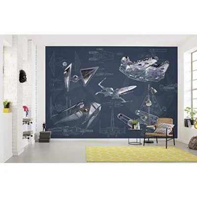 Abbildung von Komar Vliestapete &quot;Star Wars Blueprint Dark&quot;, 400x280 cm (Breite x Höhe)