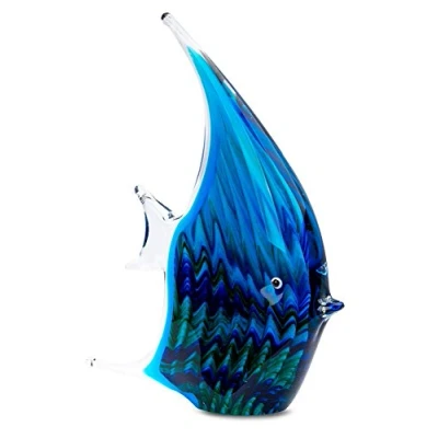 Abbildung von Levandeo® Skulptur, levandeo Glas Skulptur BxHxT 16x21x4cm Glasfigur Fisch Glaskunst Blau