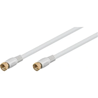 Abbildung von Goobay 67292 Sat Anschlusskabel, vergoldet, Antennenkabel, Koaxialkabel, F Stecker auf Stecker,2 fach geschirmt, 3,5m, 80 dB, weiß