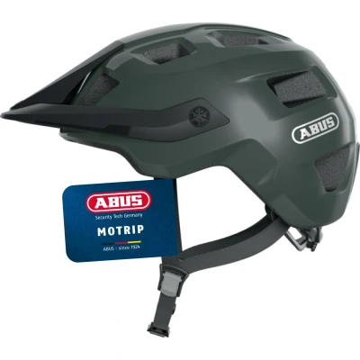 Abbildung von ABUS MTB Helm MoTrip robuster Fahrradhelm mit höhenverstellbarem Schirm für Mountainbiker individuelle Passform Unisex Grün Glänzend, S