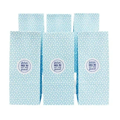 Abbildung von Papierdrachen Gastgeschenke zu Taufe und Kommunion 12 Tauftüten Sets mit 24 Aufklebern für Deine Feier Schön DASS du da bist (hellblau)