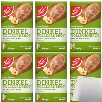 Abbildung von Gut&amp;Günstig Brotbackmischung Dinkelvollkornbrot 6er Pack (6x1000g Packung) + usy Block