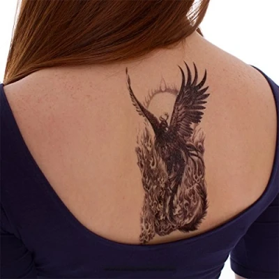 Abbildung von 2 x Phoenix Tattoo Vogel Flammen Temporary Haut Aufkleber AX56 (2)
