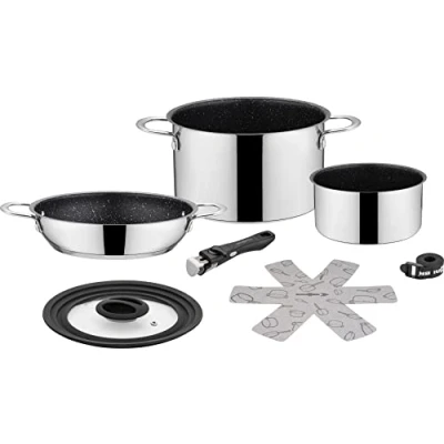 Abbildung von Camping Koch Geschirr Set Academy NG 5+1 Ø20 cm Outdoor Küche Topf Pfanne