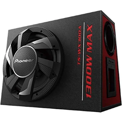Abbildung von Pioneer TS WH500A Aktivsubwoofer, leistungsstarker Class D Subwoofer mit 1300 W Maximalleistung, 30 cm in einem ventilierten Bassreflex Designgehäuse, schwarz, Eingangsnennleistung 350