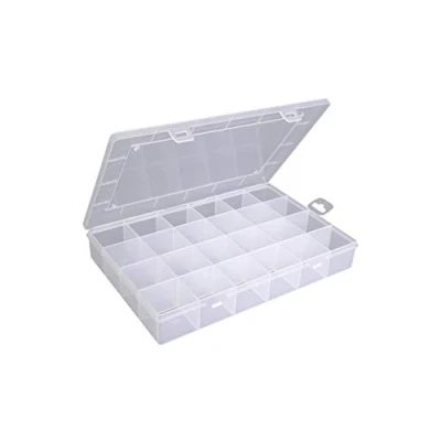 Abbildung von hünersdorff 601500 Sortimentskasten PP Eco mit 24 Fächern stabile Sortierbox für Schrauben und andere Kleinteile feste Facheinteilung 23,3 x 33,9 5,8 cm, transparent