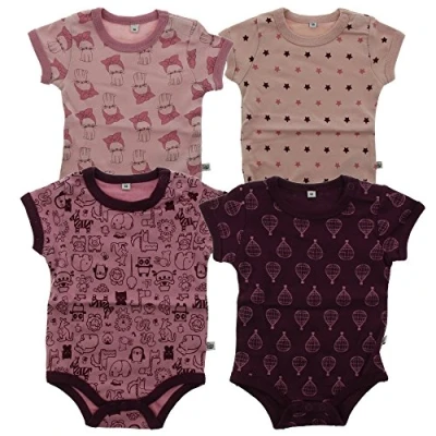 Abbildung von Pippi Baby Mädchen 4er Pack mit Aufdruck, Kurzarm Formender Body, Violett (Lilac 600), 80 EU