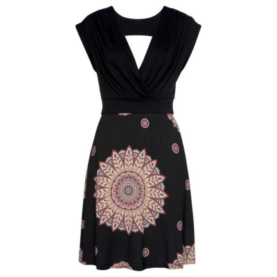 Abbildung von Beachtime Sommerkleid mit Rückenausschnitt, Jerseykleid in Wickeloptik, Strandkleid
