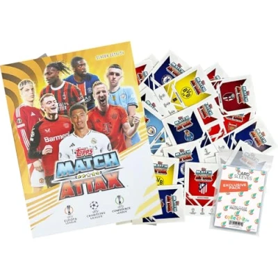 Abbildung von Bundle mit Match Attax Champions League 2024/25 Trading Cards Leere Sammelmappe + 100 Verschiedene, zufällige Karten Exklusive Collect it Hüllen