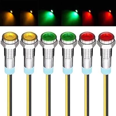 Abbildung von GUUZI 6pcs 220V 230V 6mm LED Panel Pilot Dash Warnlicht Kontrollleuchte Lampe Glühbirnen Richtungs (Rot/Gelb/Grün)