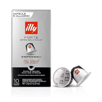 Abbildung von illy Kaffee FORTE, intensive Röstung, in kompatiblen Kaffeekapseln* 10 Verpackungen zu je Kapseln