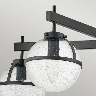 Abbildung von Hinkley HK HOLLIS 5 C BK Badezimmerleuchte Deckenleuchte E14 5x40W IP44 Stahl schwarz, Blasenglas klar H:30.5cm B:81.3cm dimmbar, mit Diffusor