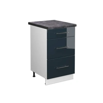 Abbildung von Vicco Küchenunterschrank Fame Line, Dunkelblau Hochglanz/Weiß, 50 cm, AP Anthrazit