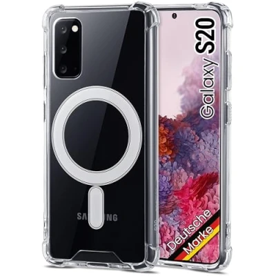 Abbildung von JProtect Magnetische Handyhülle für Samsung Galaxy S20 MagSafe Hülle/Stoßfeste Hülle Transparent/Durchsichtige Case mit Magnet