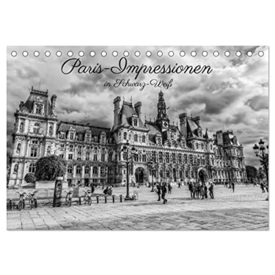 Abbildung von Paris Impressionen in Schwarz Weiß (Tischkalender 2025 DIN A5 quer), CALVENDO Monatskalender